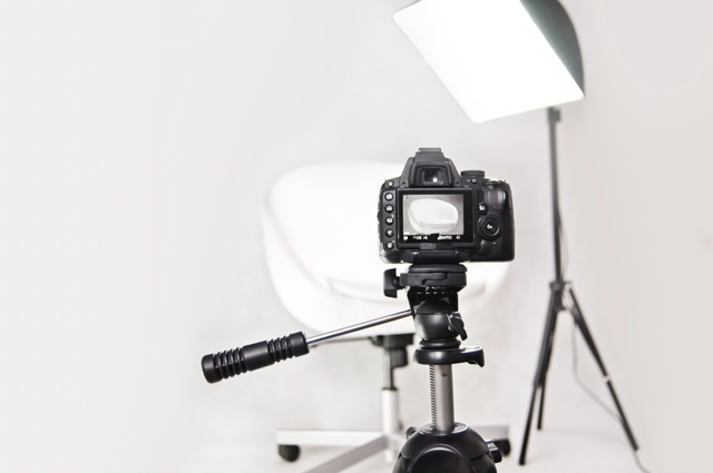 Photography studio interior - camera ready, black and white tones